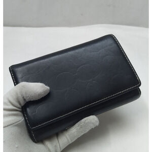 Coach Black Leather Credit Card Bifold Wallet - Vintage